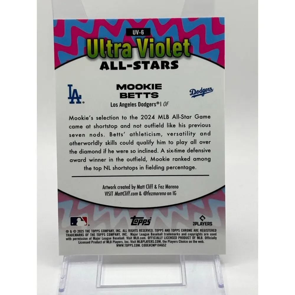 2025 Topps Chrome Mookie Betts Ultra Violet All Stars Case Hit SSP Dodgers - Picture 2 of 2